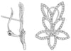 1.02CT DIAMOND 14KT WHITE GOLD 3D FLORAL BUTTERFLY FUN CLIP ON HANGING EARRINGS