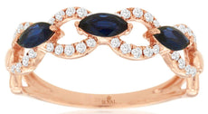 .77CT DIAMOND & AAA SAPPHIRE 14KT ROSE GOLD 3D MARQUISE & ROUND LOVE KNOT RING
