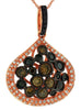 1.08CT WHITE & BLACK & MOCHA DIAMOND 14KT ROSE GOLD CLUSTER FUN FLOATING PENDANT