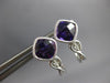 1.73CT DIAMOND & AAA AMETHYST 14KT WHITE GOLD CUSHION & ROUND HANGING EARRINGS