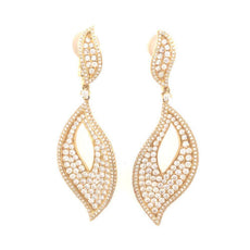ESTATE LARGE 4.3CT DIAMOND 18KT YELLOW GOLD DOUBLE LEAF FUN HANGING EARRINGS