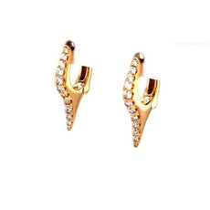 ESTATE .54CT DIAMOND 18KT WHITE GOLD 3D CLASSIC BAR HUGGIE HANGING EARRINGS