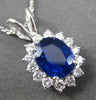 ESTATE LARGE 3.23CT DIAMOND & AAA SAPPHIRE 14KT WHITE GOLD OVAL FLOATING PENDANT