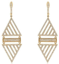 LARGE 1.61CT DIAMOND 18K YELLOW GOLD TRIANGULAR GEOMETRICAL FUN HANGING EARRINGS