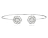 .50CT DIAMOND 14K WHITE GOLD DOUBLE FLOWER FLEXIBLE FILIGREE FUN BANGLE BRACELET