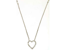 .25CT DIAMOND 14KT WHITE GOLD ROUND & BAGUETTE OPEN HEART BY THE YARD NECKLACE