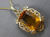 LARGE 12.0CT AAA CITRINE 14KT YELLOW GOLD CUSHION OPEN FILIGREE FLOATING PENDANT