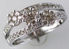 ESTATE .65CT DIAMOND 14K WHITE GOLD FLOWER PAST PRESENT FUTURE DIAGONAL FUN RING