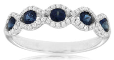.80CT DIAMOND & SAPPHIRE 14KT WHITE GOLD ROUND MARQUISE 5 STONE ANNIVERSARY RING