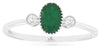 ESTATE .50CT DIAMOND & AAA EMERALD 14K WHITE GOLD OVAL & ROUND 3 STONE LOVE RING