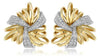 ESTATE LARGE .87CT DIAMOND 18KT 2 TONE GOLD MULTI LEAF FLOWER CLIP ON EARRINGS