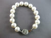 LARGE & LONG AAA SOUTH SEA PEARL 14K WHITE GOLD 3D 11MM FILIGREE BRACELET #27563