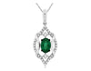 .56CT DIAMOND & AAA EMERALD 14K WHITE GOLD 3D OVAL & ROUND LEAF FLOATING PENDANT