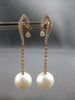 ESTATE LARGE .86CT DIAMOND & AAA SOUTH SEA PEARL 18KT ROSE GOLD HANGING EARRINGS