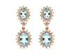 4.90CT DIAMOND & AAA AQUAMARINE 14KT ROSE GOLD 3D OVAL & ROUND HANGING EARRINGS