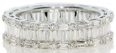 2.37CT DIAMOND 18K WHITE GOLD ROUND & BAGUETTE ETERNITY WEDDING ANNIVERSARY RING