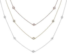 2.20CT DIAMOND 14KT TRI COLOR GOLD 3D TRI COLOR 3 ROW BY THE YARD LOVE NECKLACE