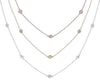2.20CT DIAMOND 14KT TRI COLOR GOLD 3D TRI COLOR 3 ROW BY THE YARD LOVE NECKLACE