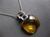7.61CT DIAMOND & AAA CITRINE 14KT WHITE GOLD 3D CUSHION & ROUND FLOATING PENDANT