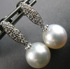 ESTATE .22CT DIAMOND & AAA SOUTH SEA PEARL 18KT WHITE GOLD FUN HANGING EARRINGS