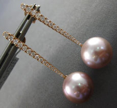 LARGE .43CT DIAMOND & AAA PINK SOUTH SEA PEARL 18K ROSE GOLD 3D JOURNEY EARRINGS
