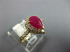 ESTATE 1.57CT DIAMOND & AAA RUBY 14K YELLOW GOLD PEAR SHAPE HALO ENGAGEMENT RING