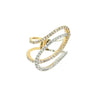 ESTATE .60CT DIAMOND 18KT 2 TONE GOLD CLASSIC DOUBLE LEAF CRISS CROSS FUN RING