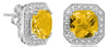 3.59CT DIAMOND & AAA CITRINE 14KT YELLOW GOLD CUSHION & ROUND OCTAGON EARRINGS