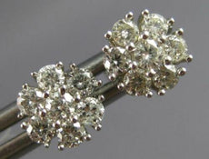 ESTATE .50CT DIAMOND 14KT WHITE GOLD 3D FLOWER SNOWFLAKE STUD EARRINGS