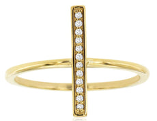 ESTATE .05CT DIAMOND 14KT YELLOW GOLD 3D CLASSIC ROUND BAR FUN LOVE RING