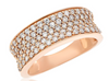 WIDE .98CT DIAMOND 18KT ROSE GOLD MULTI ROW PAVE SEMI ETERNITY ANNIVERSARY RING