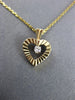 ESTATE .02 ROUND DIAMOND 14KT YELLOW GOLD SOLITAIRE HEART FLOATING PENDANT#1094