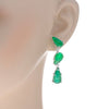 30.38CT DIAMOND & AAA EMERALD 18K WHITE GOLD ROUND & PEAR SHAPE CLIP ON EARRINGS