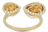 1.39CT DIAMOND & AAA CITRINE 14K YELLOW GOLD PEAR SHAPE & ROUND TENSION FUN RING