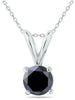 ESTATE .75CT BLACK DIAMOND 14KT WHITE GOLD 3D SOLITAIRE ROUND FLOATING PENDANT