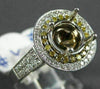 LARGE .71CT WHITE & YELLOW DIAMOND 18K WHITE GOLD 3D SEMI MOUNT ENGAGEMENT RING