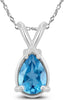 1.15CT AAA BLUE TOPAZ 14KT WHITE GOLD 3D PEAR SHAPE SOLITAIRE FLOATING PENDANT