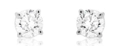 ESTATE .95CT DIAMOND 14KT WHITE GOLD 3D CLASSSIC 4 PRONG SOLITAIRE STUD EARRINGS