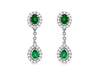 .96CT DIAMOND & AAA EMERALD 14KT WHITE GOLD OVAL & PEAR SHAPE HANGING EARRINGS