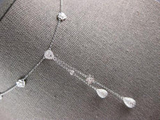 1.27CT DIAMOND 18KT WHITE GOLD FLOWER TEAR DROP LARIAT CHANDELIER LOVE NECKLACE