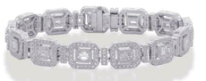 4.96CT DIAMOND 14K WHITE GOLD ROUND & BAGUETTE FILIGREE COCKTAIL TENNIS BRACELET