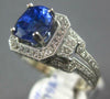 ESTATE LARGE 2.63CT DIAMOND & AAA SAPPHIRE 18KT WHITE GOLD OVAL ENGAGEMENT RING