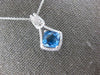1.92CT DIAMOND & AAA BLUE TOPAZ 14KT WHITE GOLD CUSHION & ROUND FLOATING PENDANT