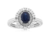 1.07CT DIAMOND & AAA SAPPHIRE 14K WHITE GOLD OVAL & ROUND FLOWER FRIENDSHIP RING