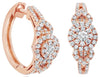 ESTATE .92CT DIAMOND 14KT ROSE GOLD CLASSIC DOUBLE HEART HUGGIE HANGING EARRINGS