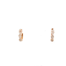 ESTATE .40CT DIAMOND 18KT ROSE GOLD 3D TRIPLE LEAF FUN HUGGIE HANGING EARRINGS