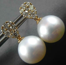 .54CT DIAMOND & AAA SOUTH SEA PEARL 18KT ROSE GOLD 3D TEAR DROP HANGING EARRINGS