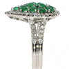 1.56CT DIAMOND & AAA EMERALD 18KT WHITE GOLD 3D CLUSTER PEAR SHAPE HALO FUN RING