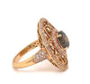 2CT WHITE & CHOCOLATE FANCY DIAMOND 18KT ROSE GOLD OVAL FILIGREE ENGAGEMENT RING