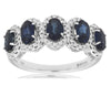1.65CT DIAMOND & AAA SAPPHIRE 14KT WHITE GOLD 3D OVAL 5 STONE ANNIVERSARY RING